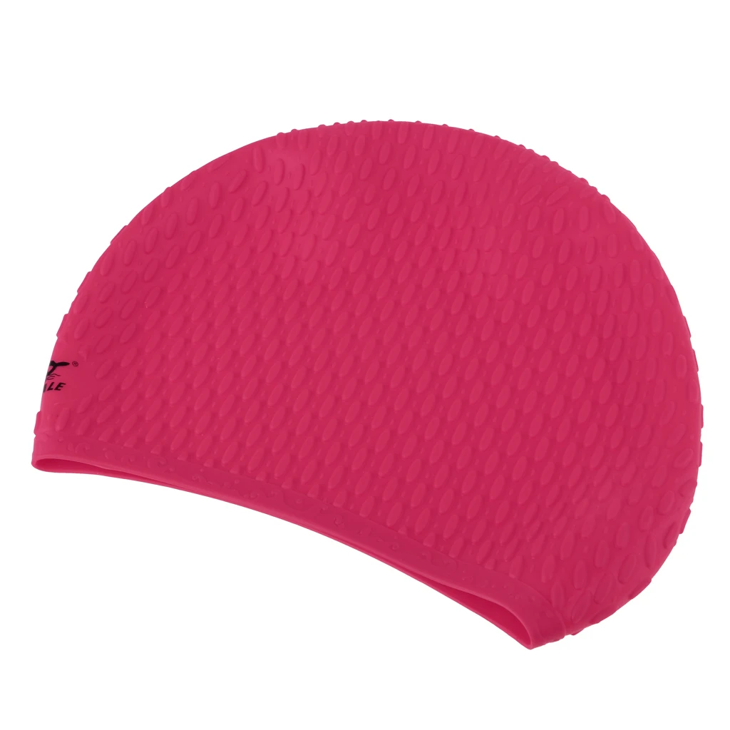 Rosy 19x19cm Ear Wr Силиконовая гелевая шапочка для плавания шапочка для душа с защитой ушей унисекс шапочка для плавания для водных видов спорта - Цвет: Rosy 19x19cm Ear Wr