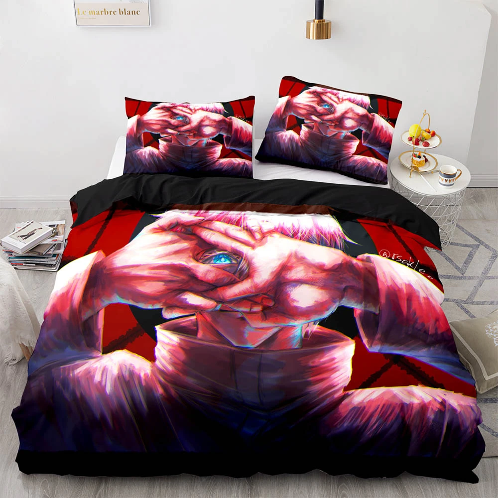 Jujutsu Kaisen Bedding Set Single Twin Full Queen King Size Anime Bed Set Aldult Kawaii Kid Bedroom Duvetcover Sets 3D Anime 055