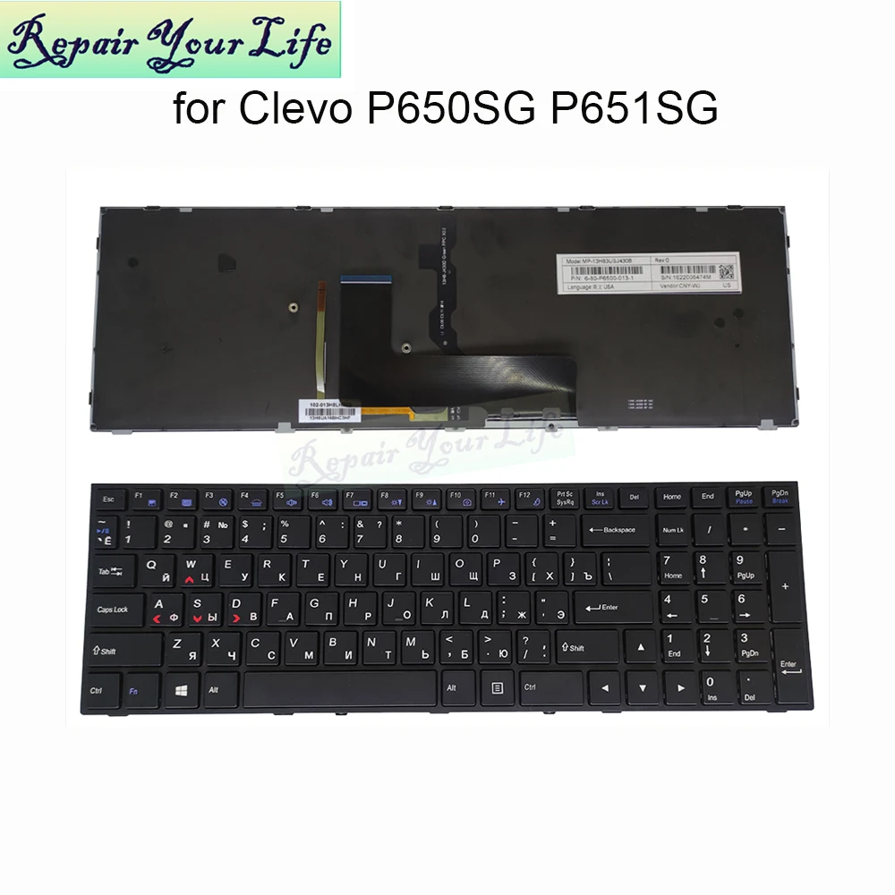 Teclado Retroiluminado para Nós Russo Inglês P650 P650sg P651sg P650se P651se P655se 680-p65000131 Mp-13h83usj430b