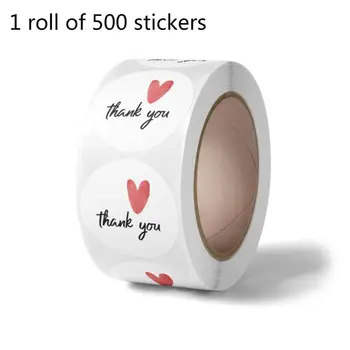 

500pcs Thank You Stickers Heart Round Seal Label for Small Shop Wedding Gift Package Envelope Stationery Sticker