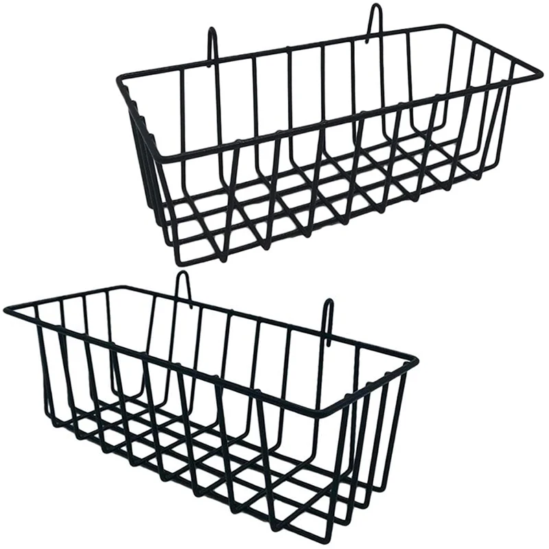 2 Pack Wall Grid Panel Hanging Wire Basket,grid Wall Storage Basket