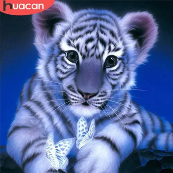 

HUACAN DIY Diamond Painting Animal Tiger Home Decoration Full Drill Round Art Kits Embroidery Home Decoration Lover Gift