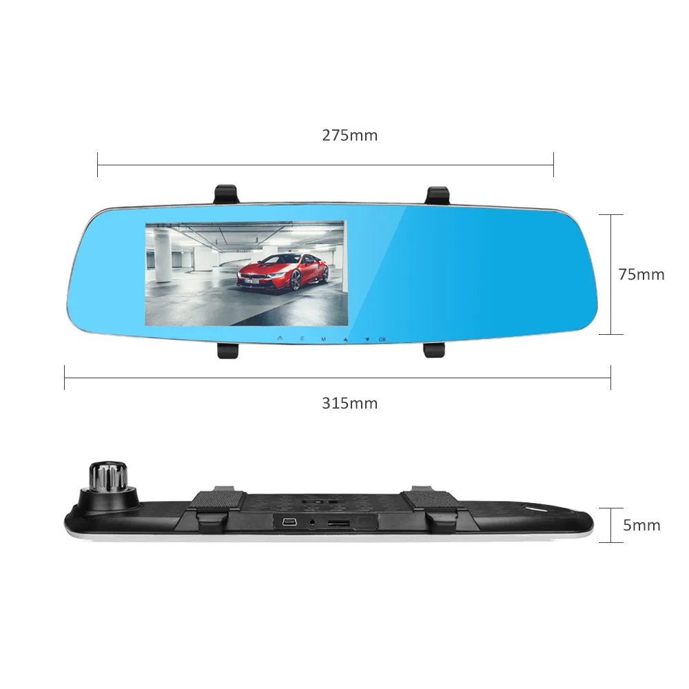 Full HD 1080P " TFT lcd видеорегистратор с двойным объективом зеркало заднего вида Автомобильная камера DVR цифровой видеорегистратор ночного видения