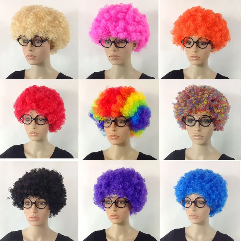 Halloween Round Explosion Hair Wig Cosplay Dance Party Hairpiece Colourful Funny Clown Fans Afro Hairstyle Children Adult