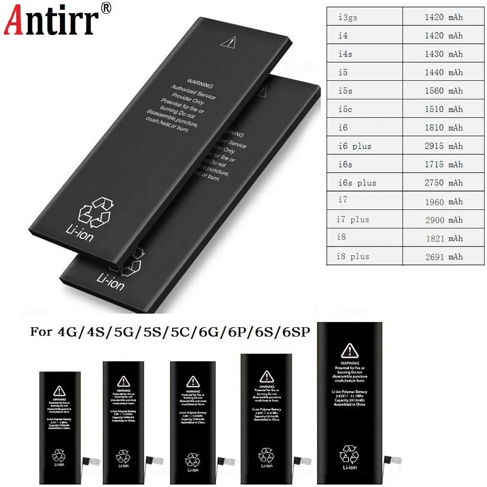 

2019 Orignial Phone Battery For iPhone 6S 6 5 5S 5C 6PLUS 6S PLUS 4S 3GS 7 7PLUS 8 8PLUS X Replacement Batterie 0 Cycle Battery