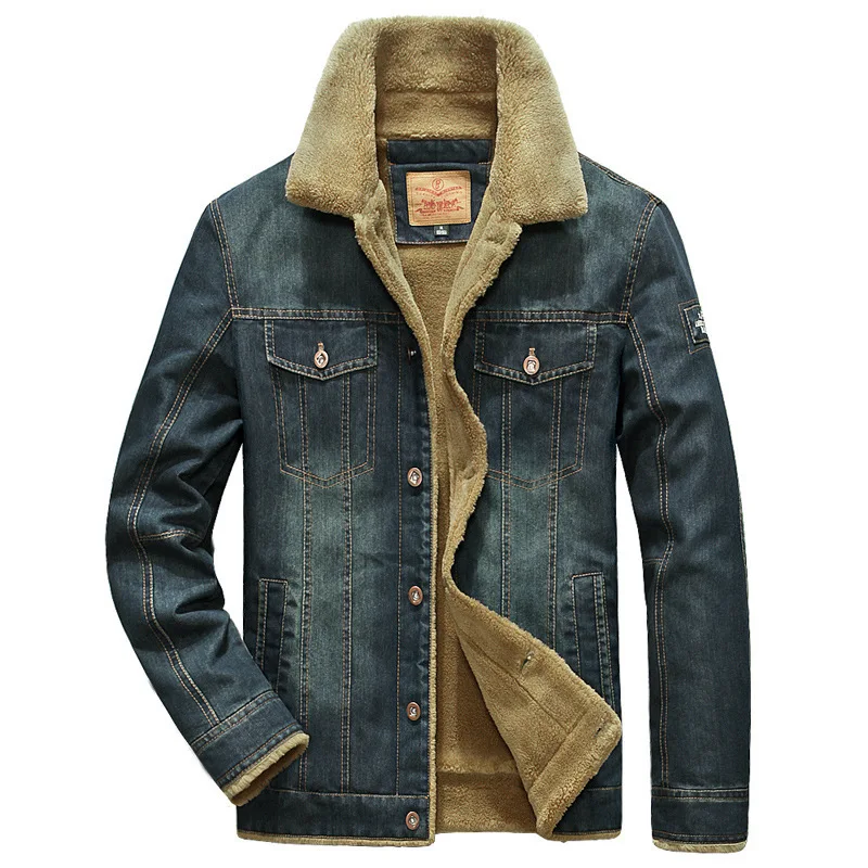 Nianjeep/NIANJEEP зимняя новая стильная Толстая Вельветовая джинсовая куртка, мужская Ковбойская Одежда большого размера