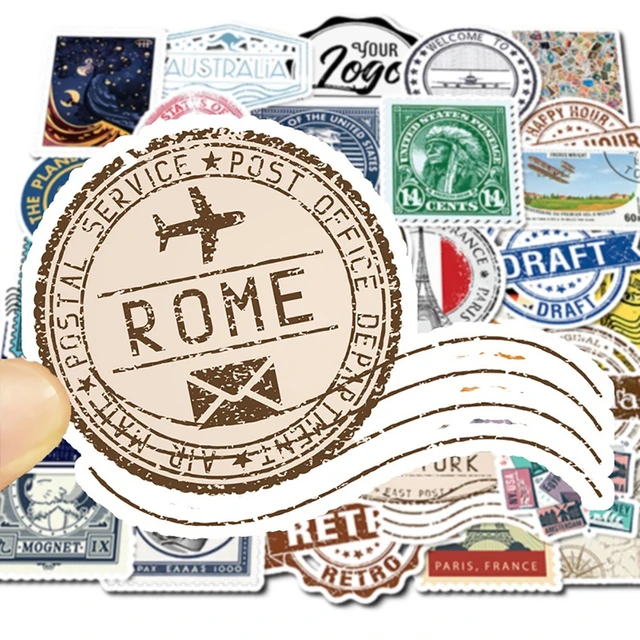 Postage Building Decal Sticker Toys  Retro Travel Stamp Stickers - 50 Pcs  Retro - Aliexpress