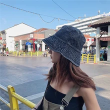 

2021 New Solid Color Washed Cowboy Fisherman's Hat women Outdoor Sun Hat Four Seasons Section Lovers Fashion wild Bucket Hats