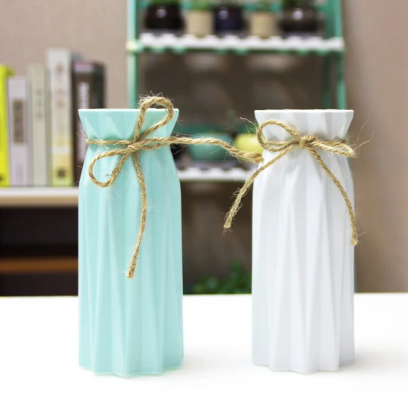 Origami Plastic Flower Vase Imitation Ceramic Nordic Flower Pot Flower Basket nordic vases for flowers Home Decoration Origami Plastic Flower Vase Imitation Ceramic Nordic Flower Pot Flower Basket nordic vases for flowers Home Decoration