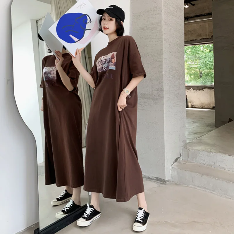 

Summer Short-sleeved Nightgown Women's Coffee Clutch Shoes Skirt M-XXL 2 PCs Color