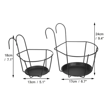 

3PCS 18/24cm Flower Pot Metal Holder Hanging Rack Organizer Flower Pot Storage Basket Holder Balcony Shelf Railing Flower Pot