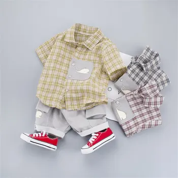 

New Summer Baby Boys Clothing Children Fashion plaid Shirt Shorts 2Pcs/sets Toddler Casual Clothes Suit Kids Outing Costume sets