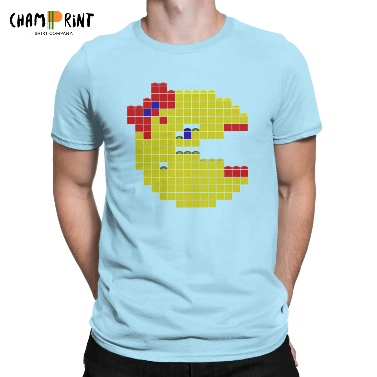 

Ms. Pac Brick T Shirts for Men Novelty T-Shirts Pacman Pakkuman Retro 80s Arcade Games Tees Short Sleeve Clothing Printing