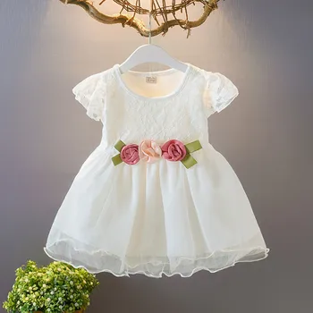 

Baby Girl Dress Toddler Baby Kids Girl Ruched Lace Floral Tulle Dress Princess Dresses Clothes vestidos recem nascido dresses