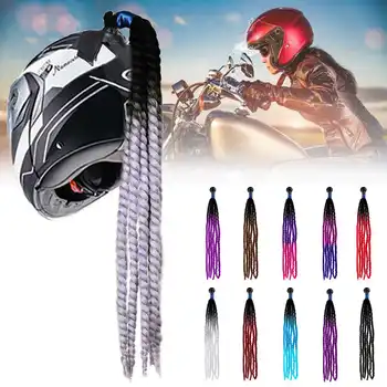 

New 60vm Punk Style Motorcycle Helmet Braids Bike Gradient Ramp Sucker Removable Braid Pigtail Ponytail Motocross Racing