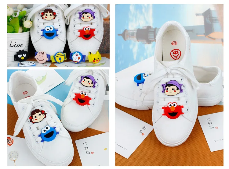 PEKO-chan doraemon Pikachu elmo Cookie monster спортивная обувь аксессуары ПВХ ткань обувь кроссовки шнурки подарок для детей