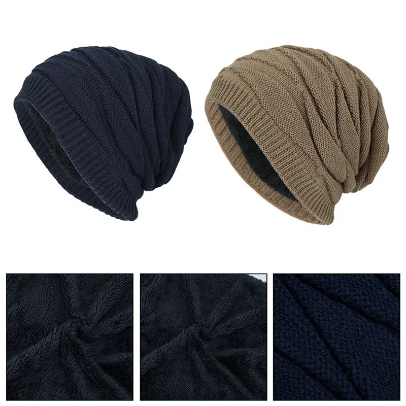 Мужская зимняя шапка Skullies шапки вязаные плюс бархатные Лоскутные цветные шапки Мужская шапка утепленная теплая