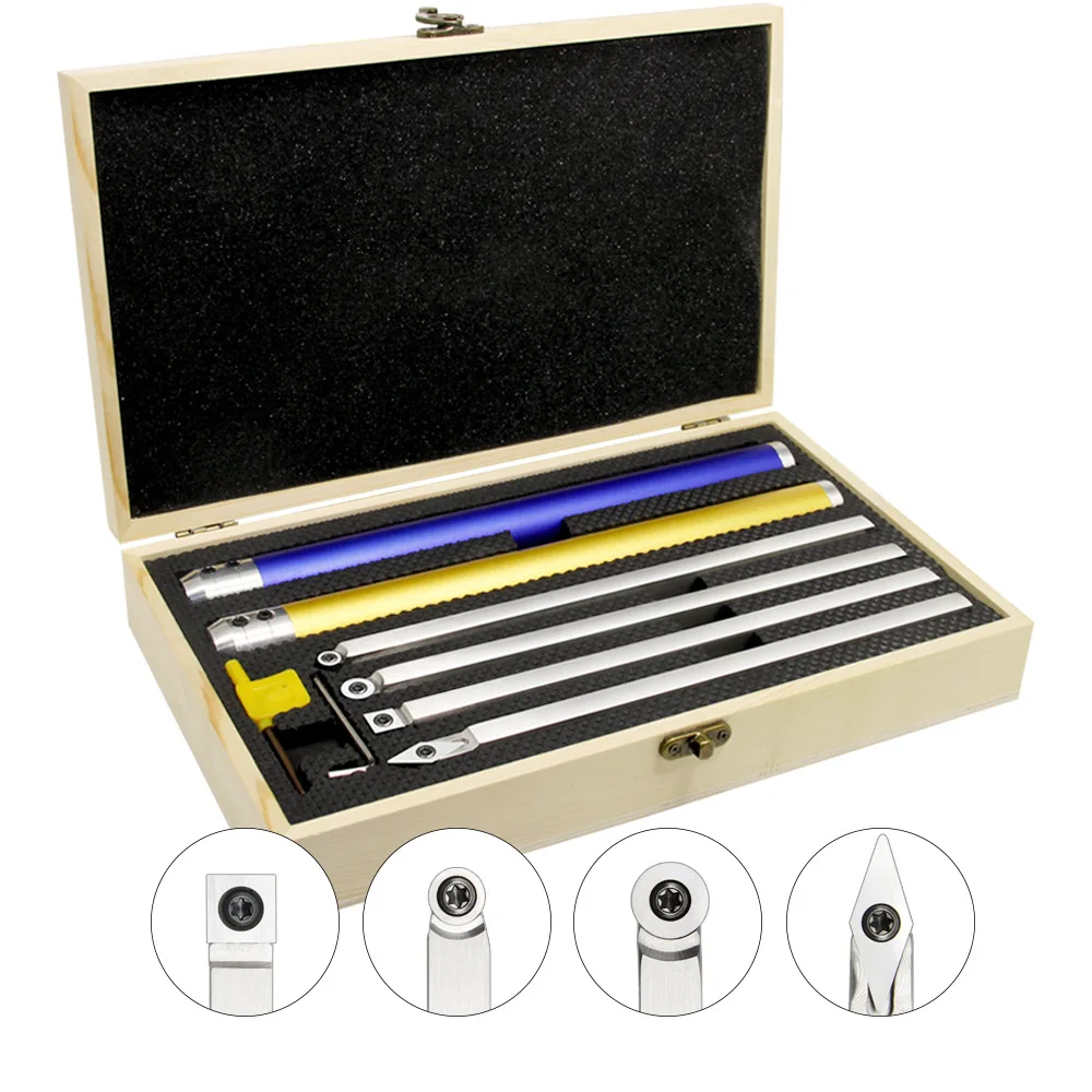 

Wood Turning Tools Diamond Shape, Round, Square Cutters Replaceable Turning Lathe Chisels with a Grip Handle Lathe Tools
