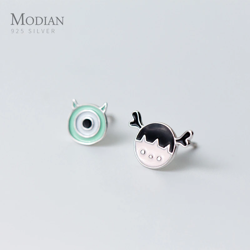 

Modian High Quality Childhood Girl Cute Enamel Stud Earrings Solid 925 Sterling Silver Earring For Women Fine Silver Jewelry