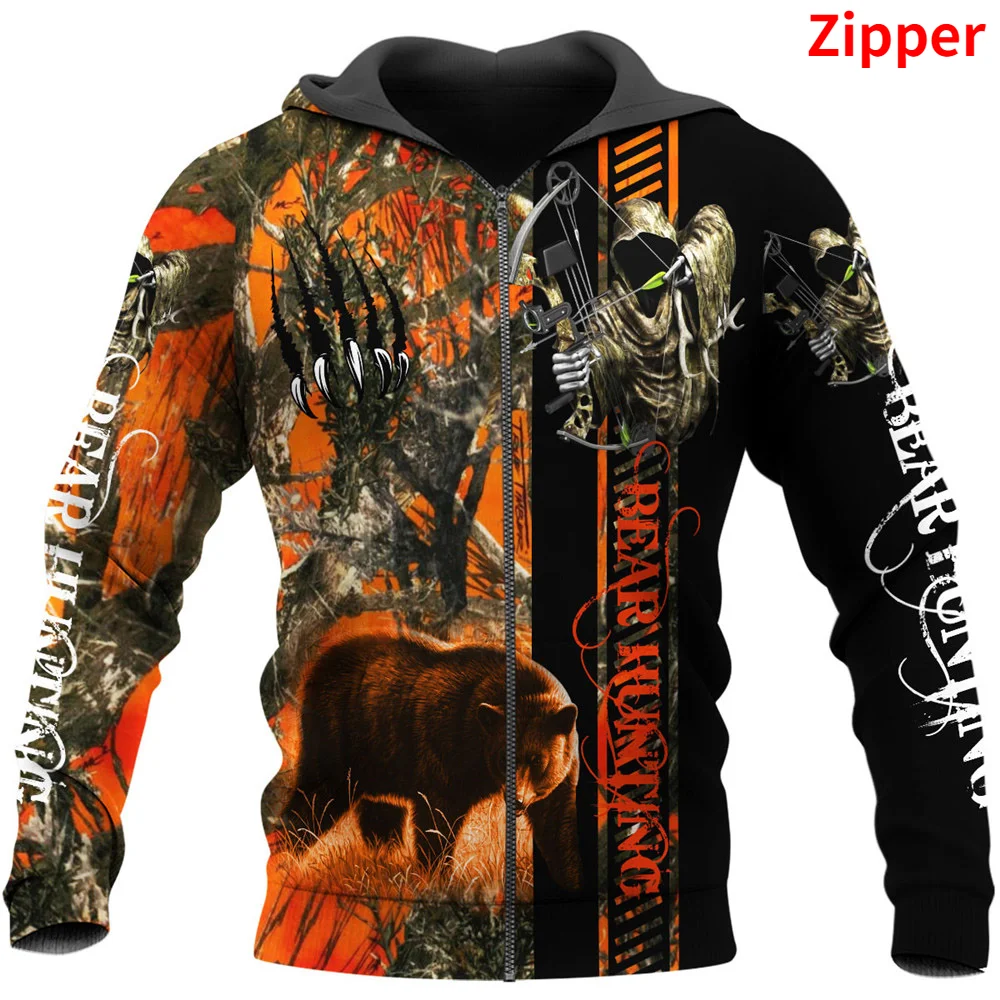CLOOCL Men Hoodie Beautiful Bear Hunting 3D Pattern Design  Printed Pullover Unisex Gothic Jacket Hooded Coat Sudadera Hombre