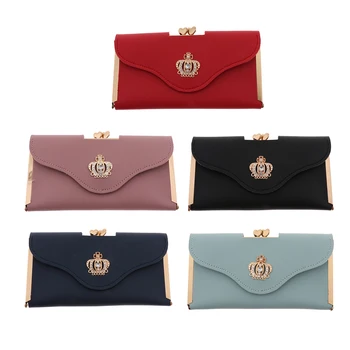 

Diamante Crown Womens Wallet, Wedding Party Prom Button Evening Clutch Purse, Button Design Handbag