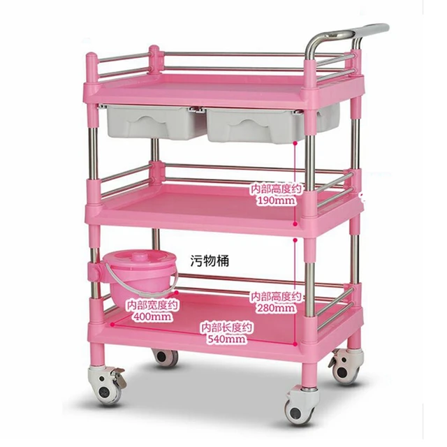 $US $176.97  Hanzhi Beauty Salon Trolley Material Medical Cart Treatment Equipment Trolley Three Layer Troll