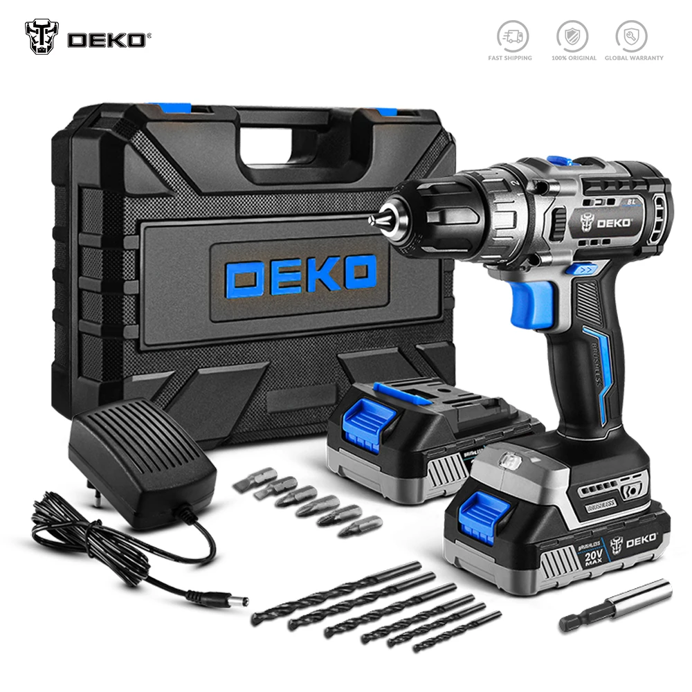 DEKO 20V Brushless Drill 42N.M Electric Screwdriver,18+1 Torque ...