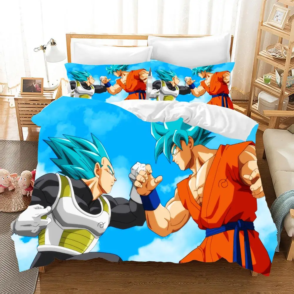

Dragon Ball Bedding Set Cartoon Anime Super Saiyan Duvet Cover Set Bed Linen Set Pillowcase Twin Full Queen King Size Bedclothes