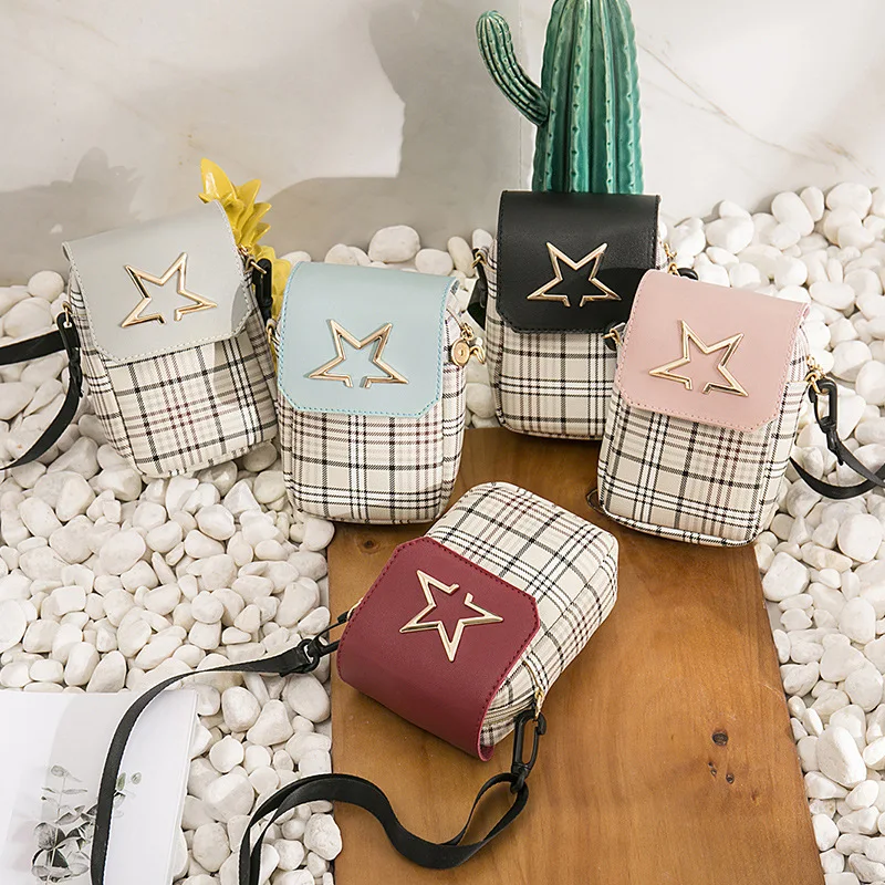 

Fashion Five-pointed Star Mobile Phone Bag 2019 New Products Contrast Color Pattern Shoulder Bag Crossover Shoulder Bag/hand Bag