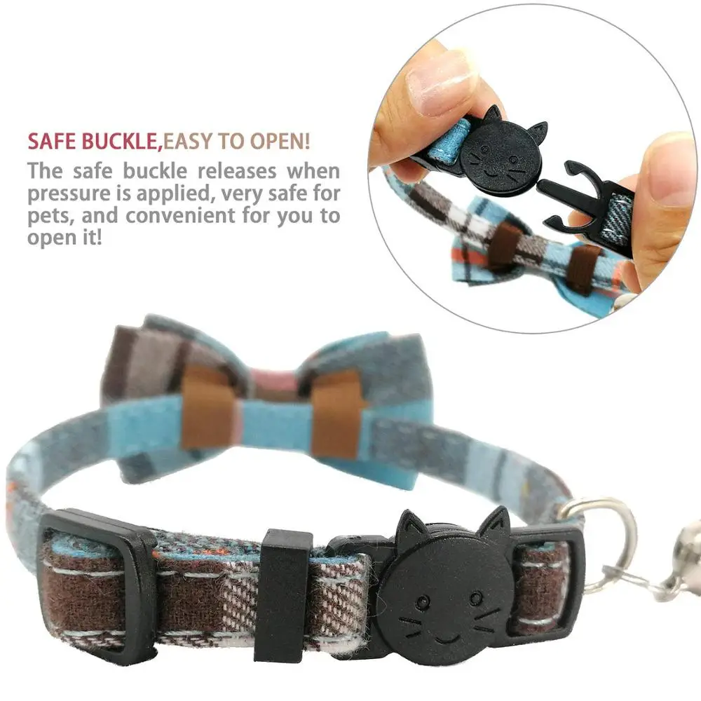 Cat Collar Breakaway with Cute Bow Tie and Bell for Kitty and Some Puppies, Adjustable from 7.8-10.5 Inch