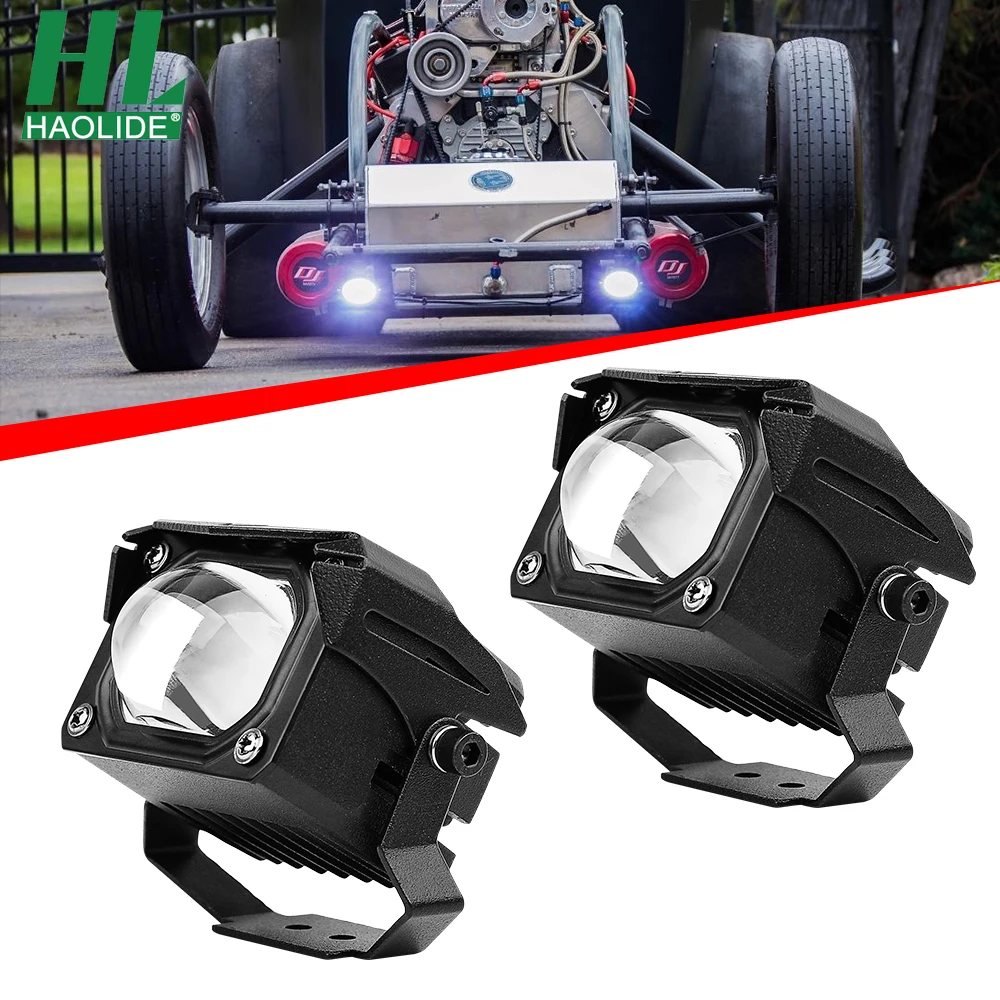 

HAOLIDE Dual Color Motorcycle Headlight Fog Lamp Mini LED Spotlight Work Light Scooter Motorbike Lights LED Bicycle Lamp