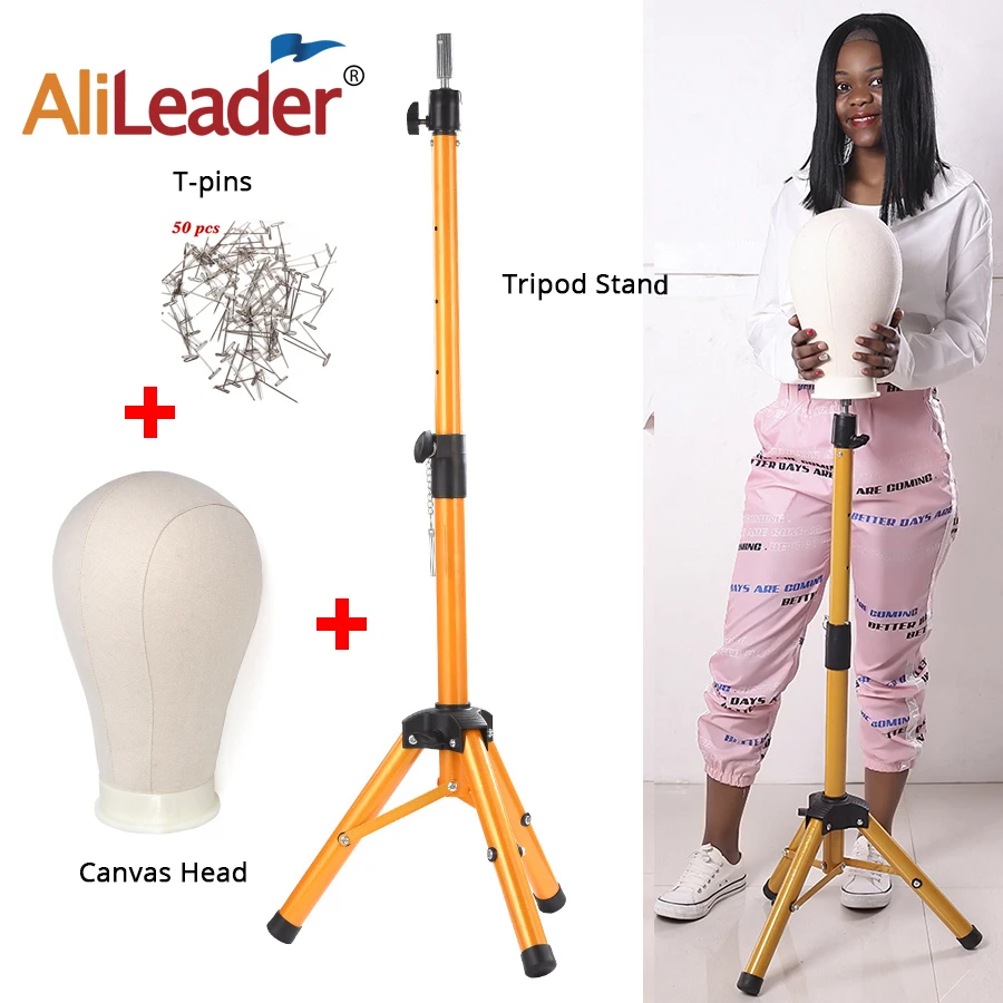 Alileader Wig Tripod Stand 125Cm Canvas Head With For Mannequin Adjustable 21~25" Wig-Head-Stand Tpins Gift |