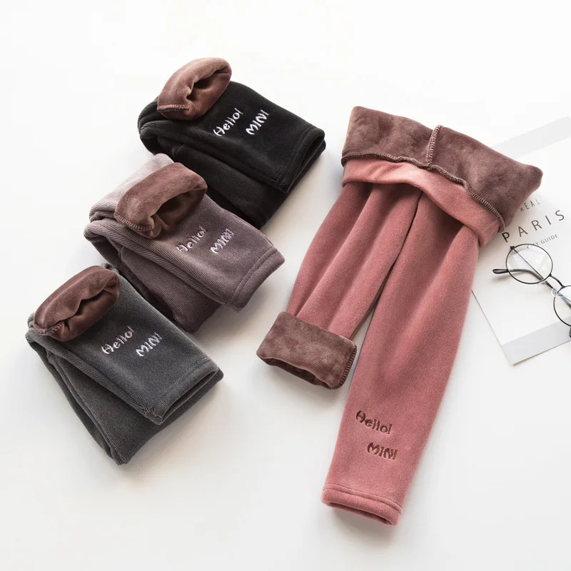 

Plus Velvet Crawler Warm-keeping Pants CHILDREN'S Leggings Korean-style Double-sided Plush GIRL'S Leggings Winter plus Velvet Cr