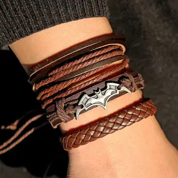 

IFMIA Vintage Animal Pattern Leather Bracelet Fashion Hand-Knitted Multilayer Bangles and New Men Bracelets Jewelry Gift Bohemia