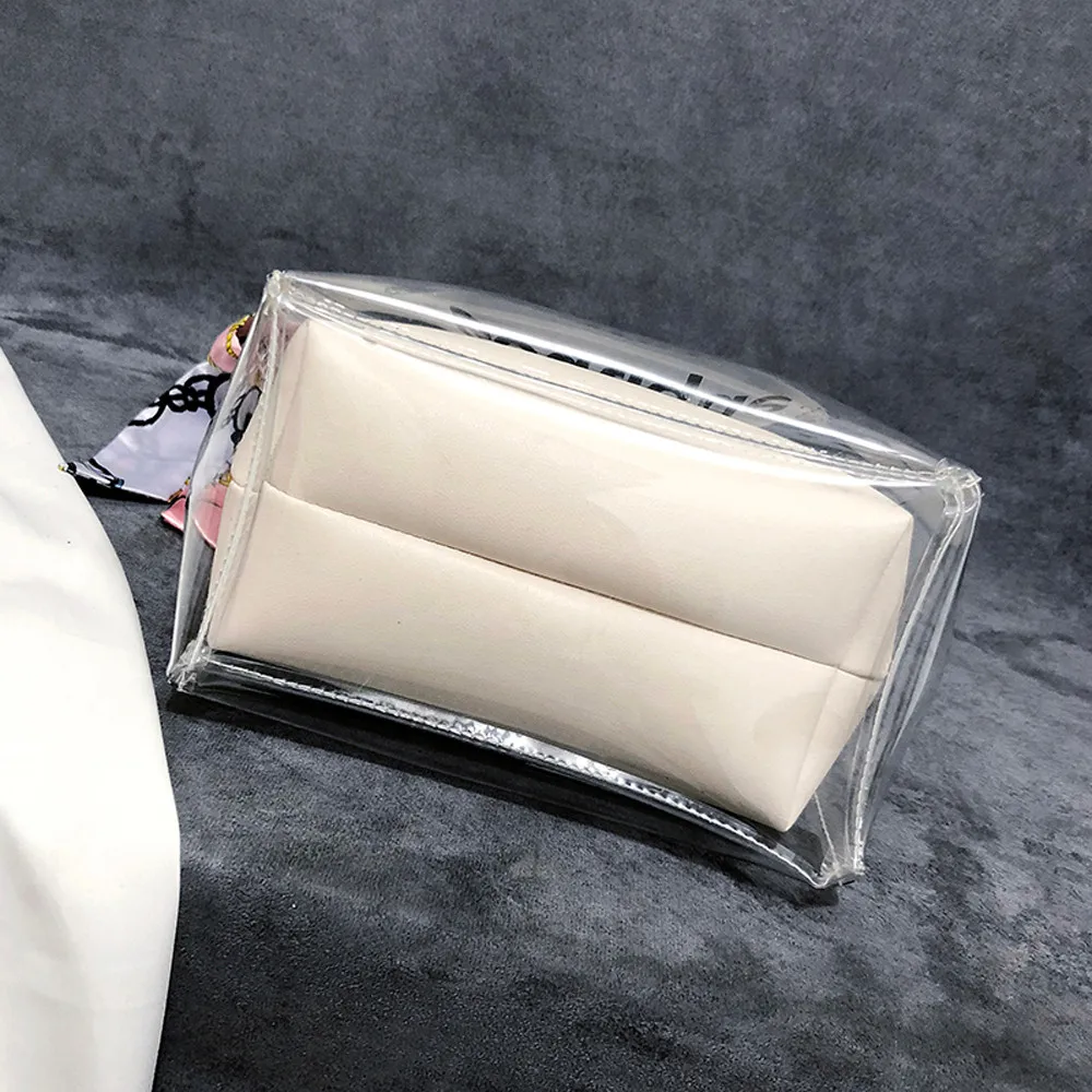Women clear bag bucket bag Fashion Transparent Women Shoulder Bags Ladies Messenger Casual Shopping Scarves Handbags#O