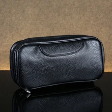 Классическая кожаная сумка с рисунком личи для 2 труб, черная сумка для курительной трубы, сумка для табака, лучшая сумка для курения, чехол для курительной трубы