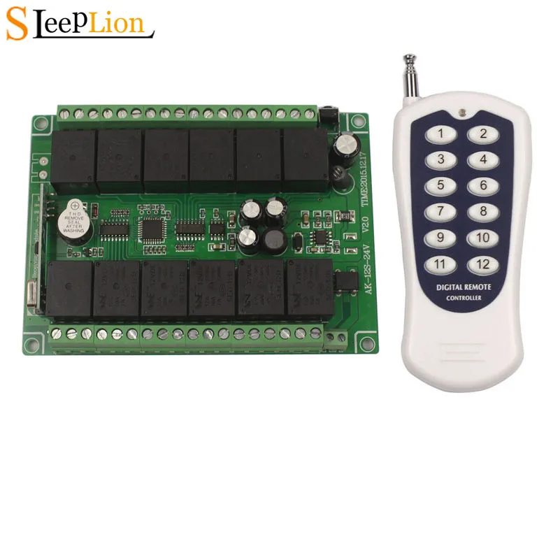 

Sleeplion DC 12V 12 CH Relay Wireless RF Remote Control Switch Transmitter+Receiver 12V 12 Channel Relay Module Kit