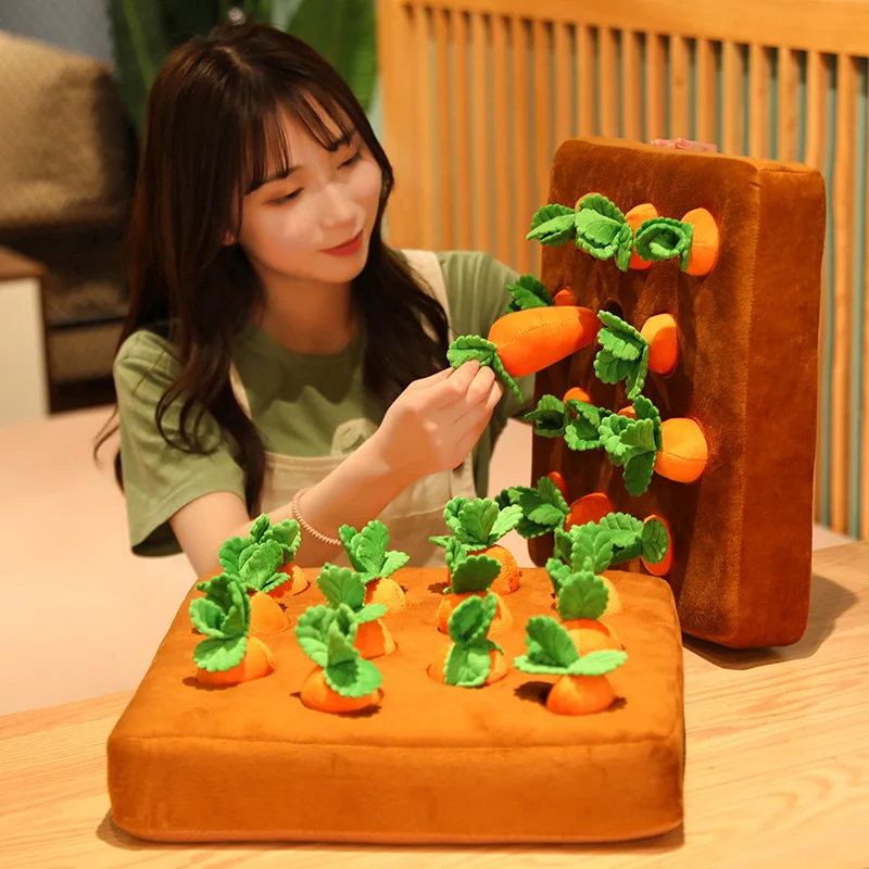 

Carrot Catch Game plush toy cartoon grow vegetable farm work play house baby hand cushion pillow birthday Christmas present 1pc