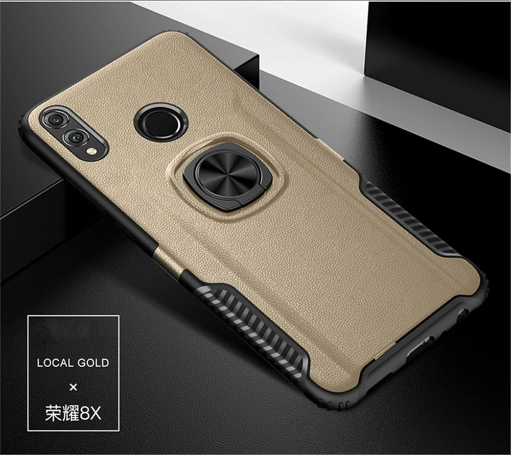 Золотой Противоударный чехол для huawei Honor 8S 8A 7A 9X Pro 8X Max 7X двухслойный Гибридный чехол с магнитным кольцом для huawei Honor 9 8 7 X S A - Цвет: Золотой