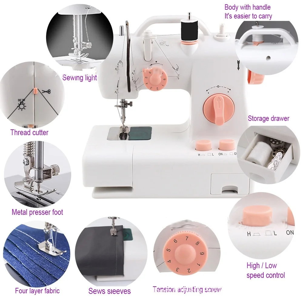 318 швейная машина, двойная скорость, двойная нить, швейный светильник, нож, можно вернуть, швейная мини домашняя ткань, швейная машина