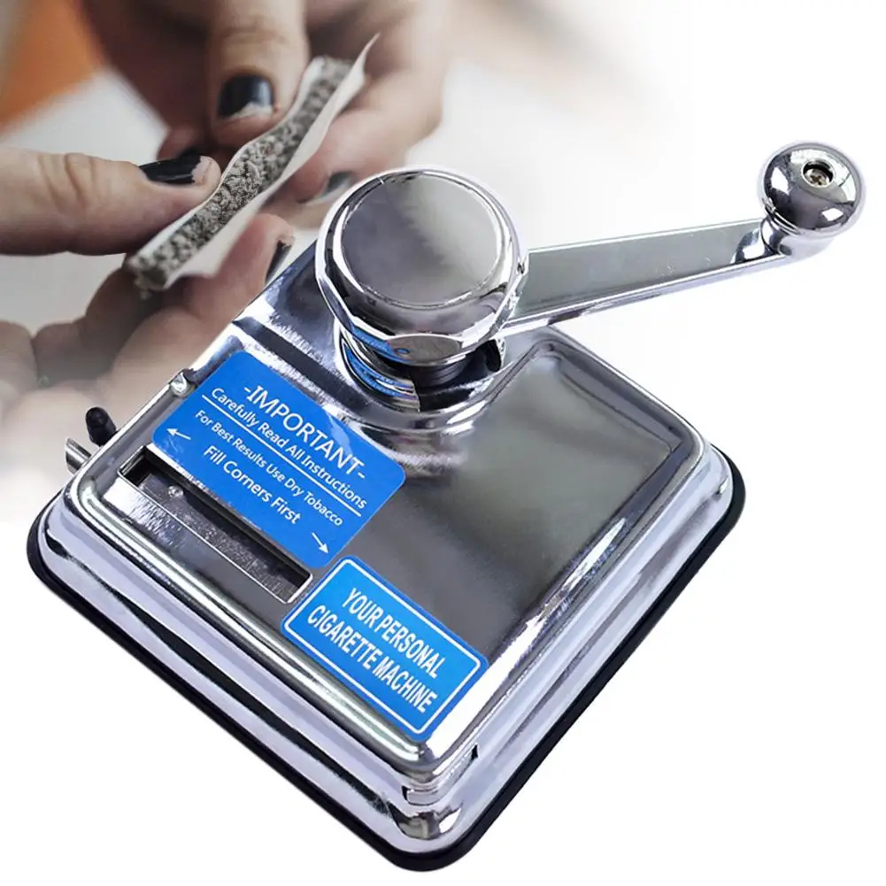 

Manual Stainless Steel Cigarettes Maker Hand-cranked Cigarettes Rolling Machine Smoking Tobacco Injector Roller DIY Smoking Tool