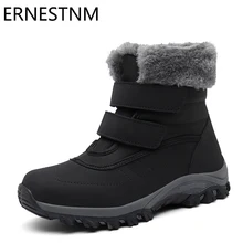 Botas de nieve para mujer ERNESTNM Botas de felpa calientes impermeables Botas planas de Invierno para mujer tobillo Botas de algodón para mujer moda 2019(China)
