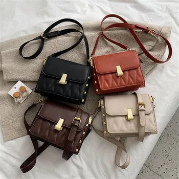 

Brand original design Brand Original Design Leisure Bag Women 2020 Fashion Lingge One Shoulder Messenger Bag Simple Square Bag