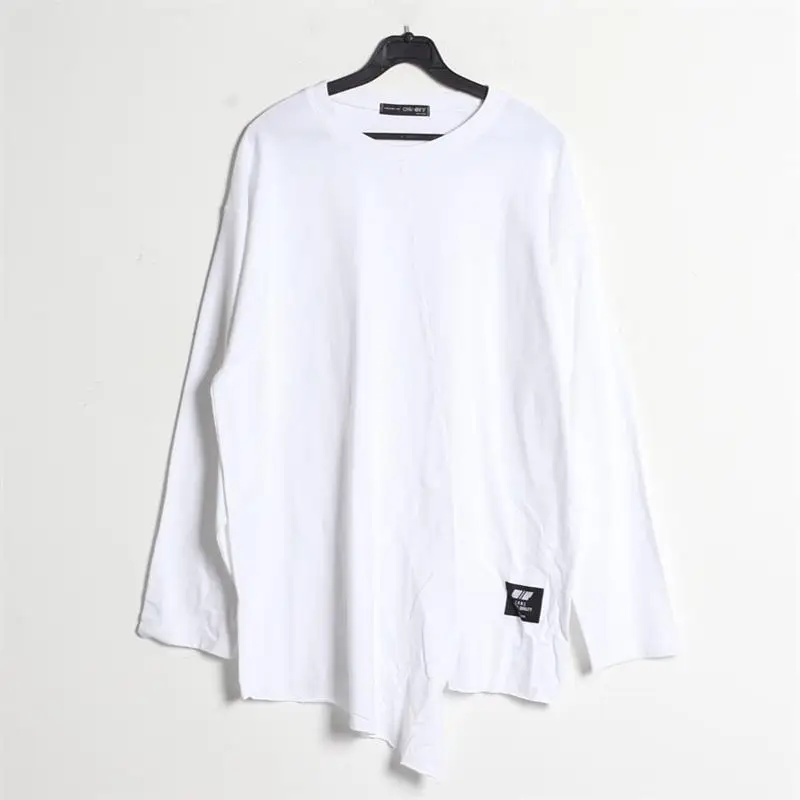 

Men's Long Sleeve T-Shirt Spring And Autumn New Yamamoto Style Korean Personality Irregular Front Slit Loose Large Size T-Shirt