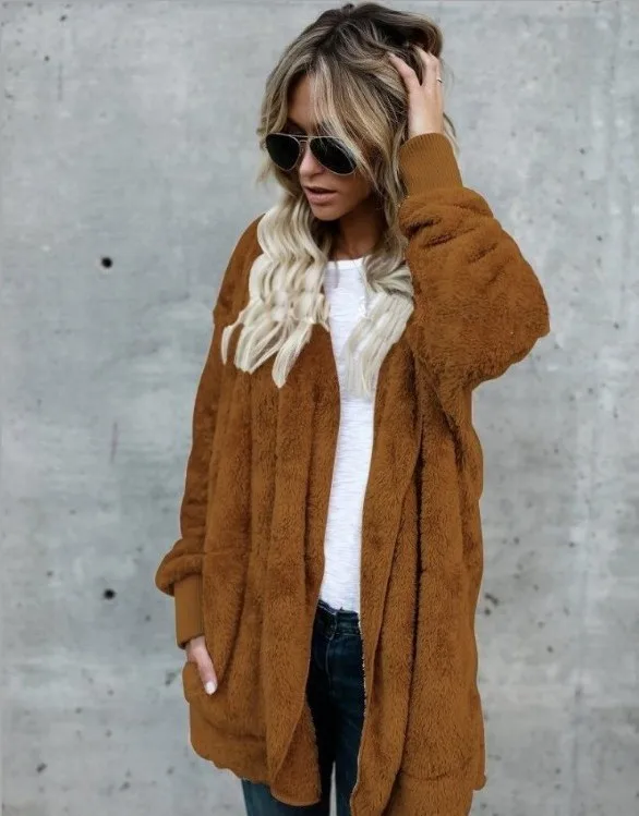 Lugentolo, Женская куртка, модная, высококачественная, осенняя и зимняя, имитация меха, теплая, хлопковая, двухсторонняя, анти-кожа, модная куртка - Цвет: Dark Brown