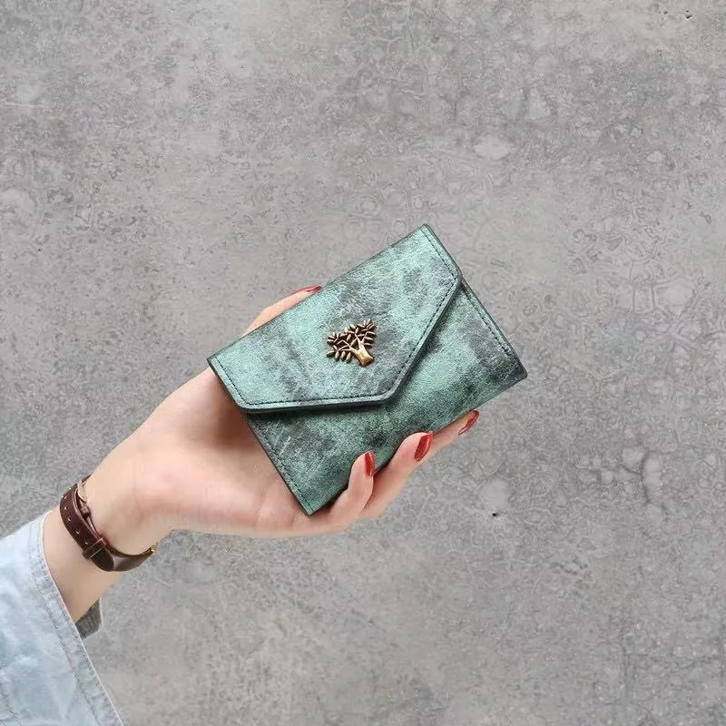 

2020 Women Purse Vintage Small Short Leather Wallet Brand Mini Female Fashion Wallets And Purse Credit Card Holder wallet women