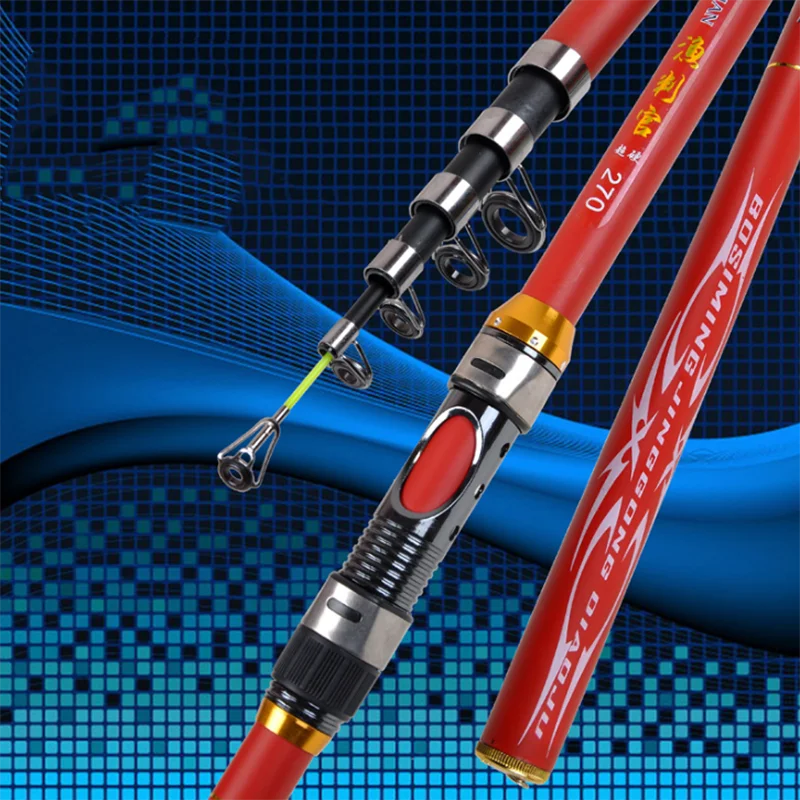 2.1m-3.6m Lure Weight Ultralight Fishing Rod Black Red FRP Travel Fish Rock Carp Feeder Rod Hard Stream Pole Portable Rod