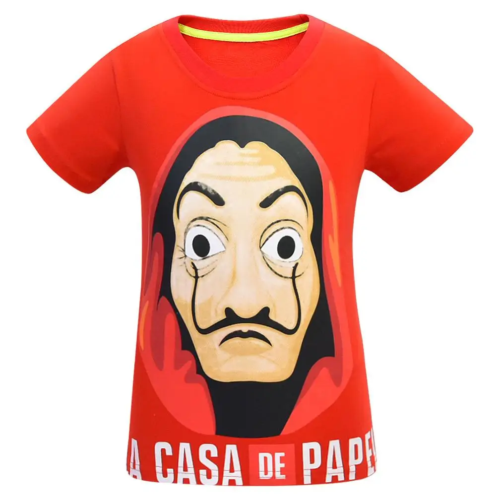 La Casa De Papel/детская футболка Летняя футболка для маленьких мальчиков и девочек, топы с рисунком денег, Детская футболка одежда из бумаги «House of paper» Enfant Happy