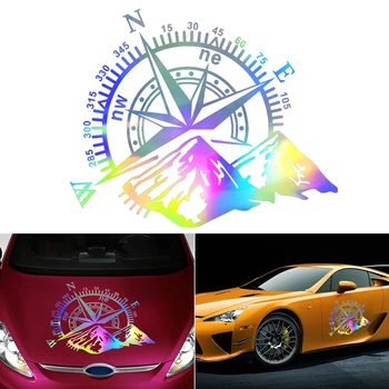 

Colorful Mountains Compass Navigation Vehicle Sticker Compass Door Sticker Mountains hood Body Sticker