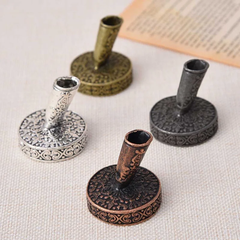 

Vintage Metal Round Insertion Pen Holder for Feather Quill Dip Pens School Office Supplies Stationery Student Gift Fashion